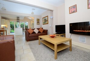 Smart TV, DVD player, books, music library