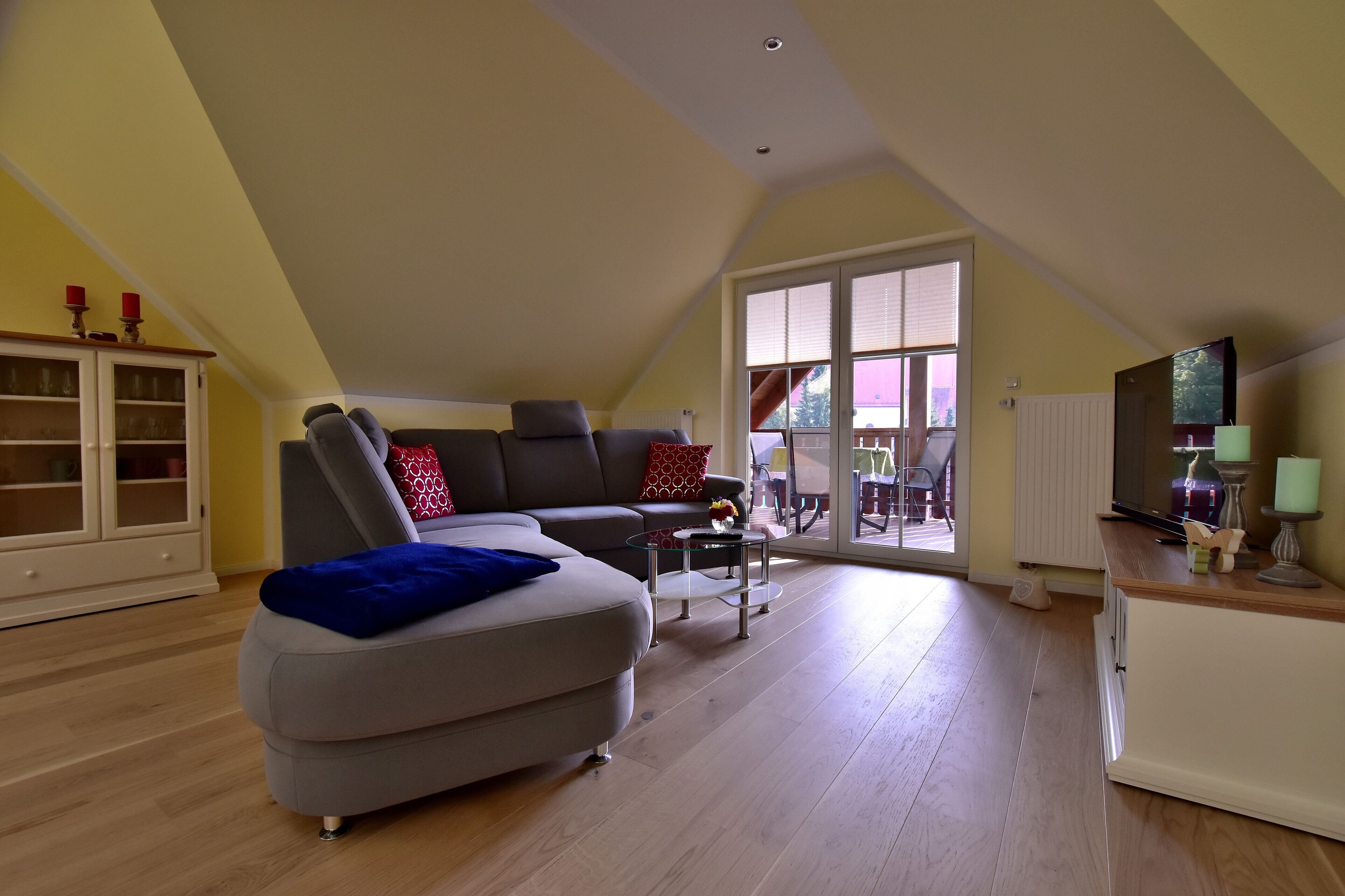 Fernseher, DVD-Player, Bücher, Videothek