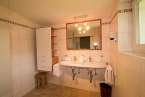 Shower, rainfall showerhead, hair dryer, bidet