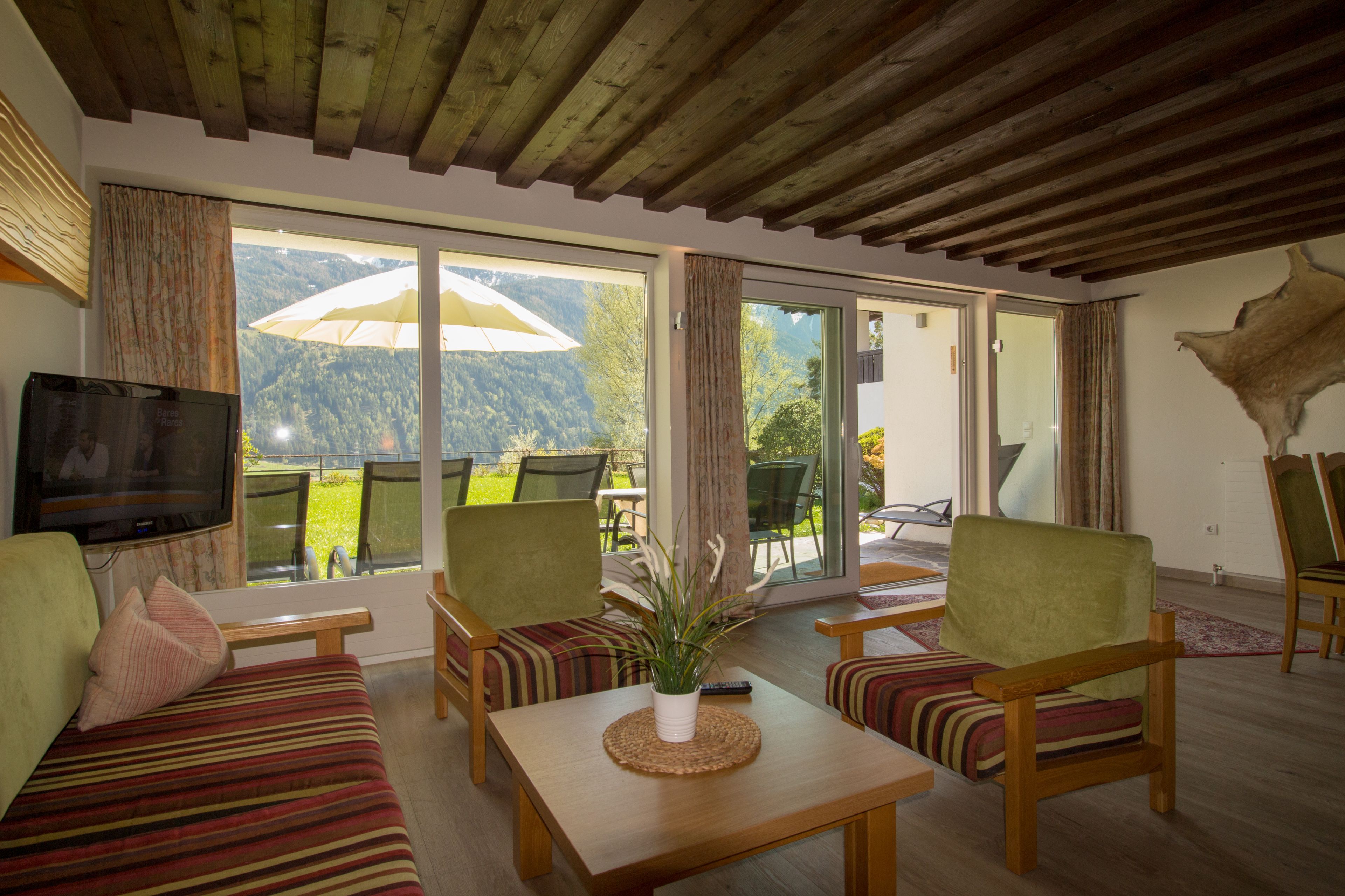 En 43-tommers Flatskjerm-TV med Parabol-TV samt TV og Netflix