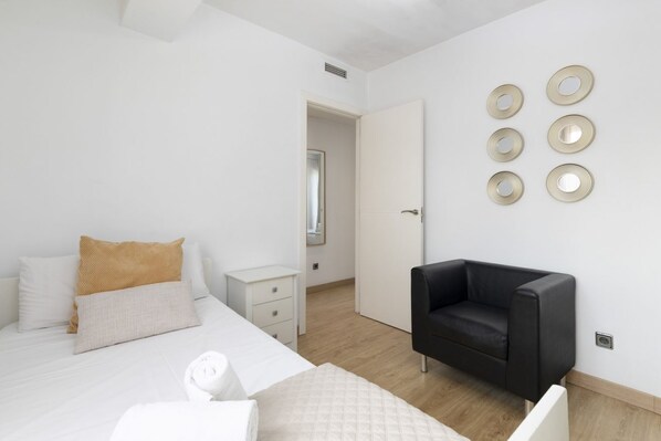 2 bedrooms, in-room safe, iron/ironing board, travel crib