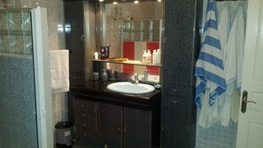 Dusche, Haartrockner, Bidet, Handtücher