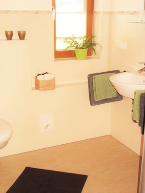 Hair dryer, towels, soap, toilet paper - HOLIDAY APARTMENT AMBIENTE in WERTACH - HOLIDAY WITH A VIEW (Wertach)