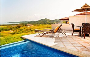 Outdoor pool, pool loungers