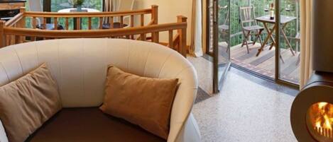 Televisión y chimenea