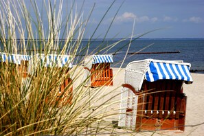 Plage à proximité, chaises longues