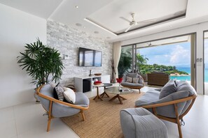 Een smart-tv en een stereo