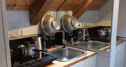 Apartamento con cocina y terraza parcialmente cubierta. Céntrico y tranquilo.