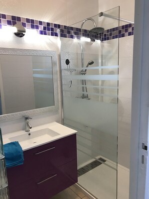 Ducha, secador de pelo, toallas