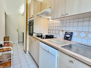 Fridge, oven, dishwasher, coffee/tea maker