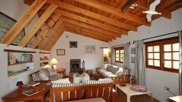 Televisión, chimenea, videojuegos y reproductor de DVD