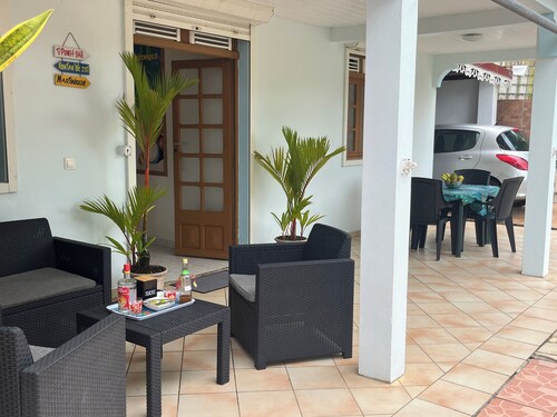 Downstairs 3-bedroom villa, pool, lush garden. Authentic Martinique.