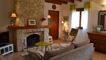 Fernseher, Kamin, DVD-Player