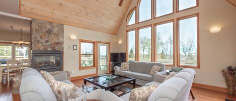 TV, fireplace, DVD player, table football