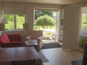 TV, fireplace, DVD player, books