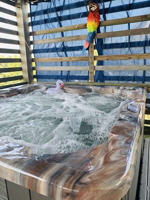 Outdoor spa tub - June 27 to July 4 Reduced. Hot tub, game room, short walk 2 beach, linens, pets (rodanthe)