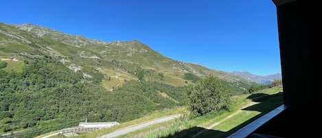 A mountainous landscape with a clear sky.