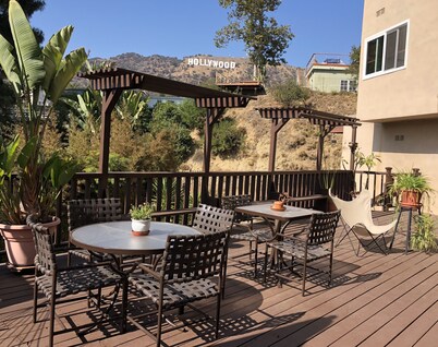 Relax On The Spacious Deck and Enjoy The Hollywood Sign and Lush Canyon Views