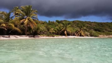 Una spiaggia nelle vicinanze, lettini da mare