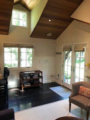 Open entry with views and vaulted ceiling