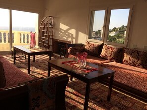 TV, fireplace, DVD player, books - Villa Mnar Tanger - Morocco (Tanger)