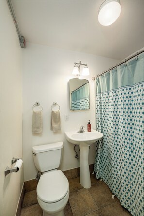 Ensemble douche/baignoire, sèche-cheveux, serviettes fournies