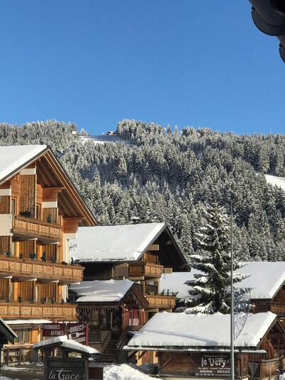 8-person apartment, south-facing, 12m2 balcony, splendid view of the resort at the foot of the slopes