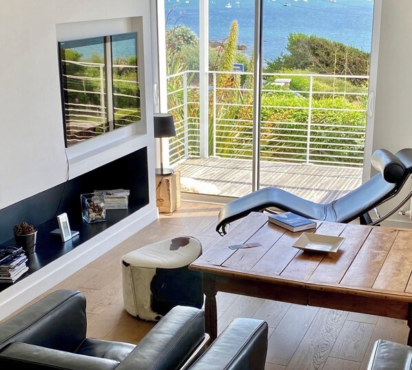 Fernseher, Kamin, DVD-Player, Bücher