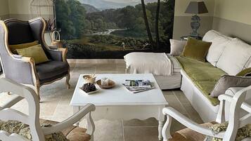 Televisie, een dvd-speler, boeken en een muziekbibliotheek