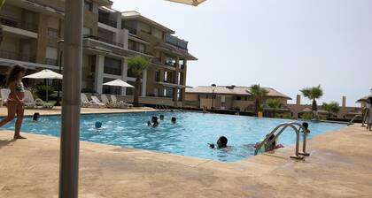 Prestigia plage des nations seen on sea and swimming pool high standing apartment