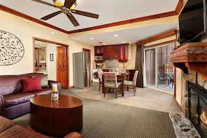 TV, fireplace, DVD player, stereo