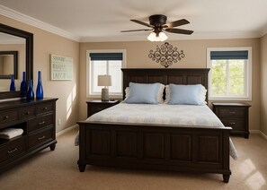 5 bedrooms, desk, iron/ironing board, travel crib