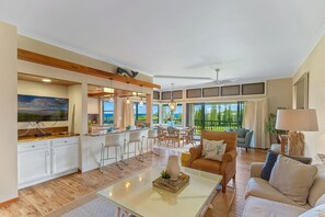 Flat-screen TV, DVD player, stereo, offices