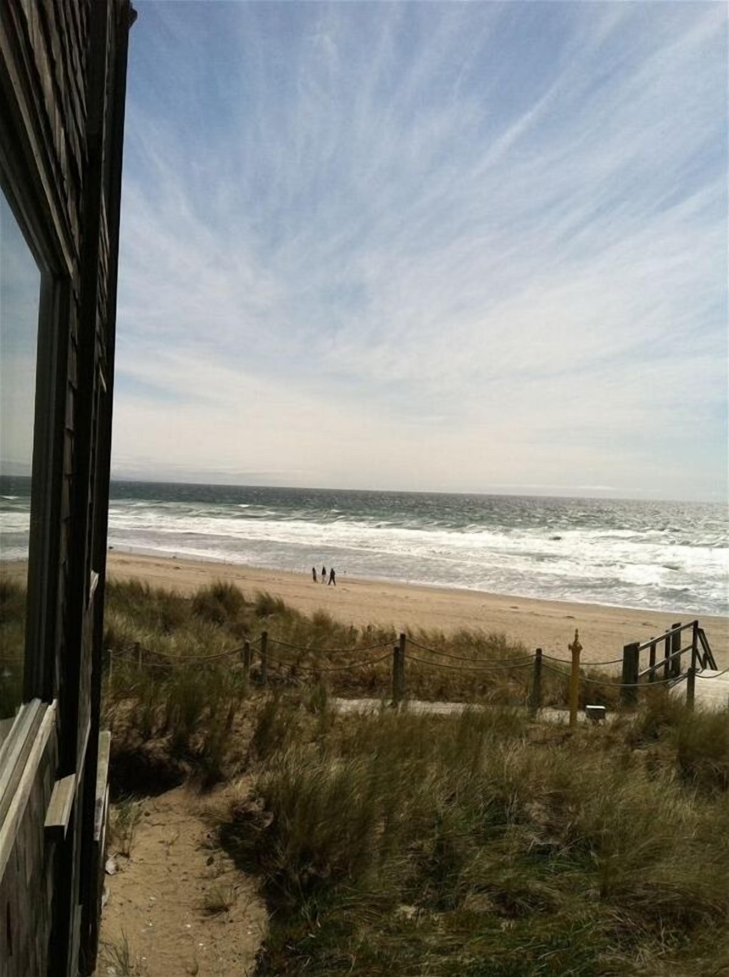 On the beach, sun-loungers, beach towels