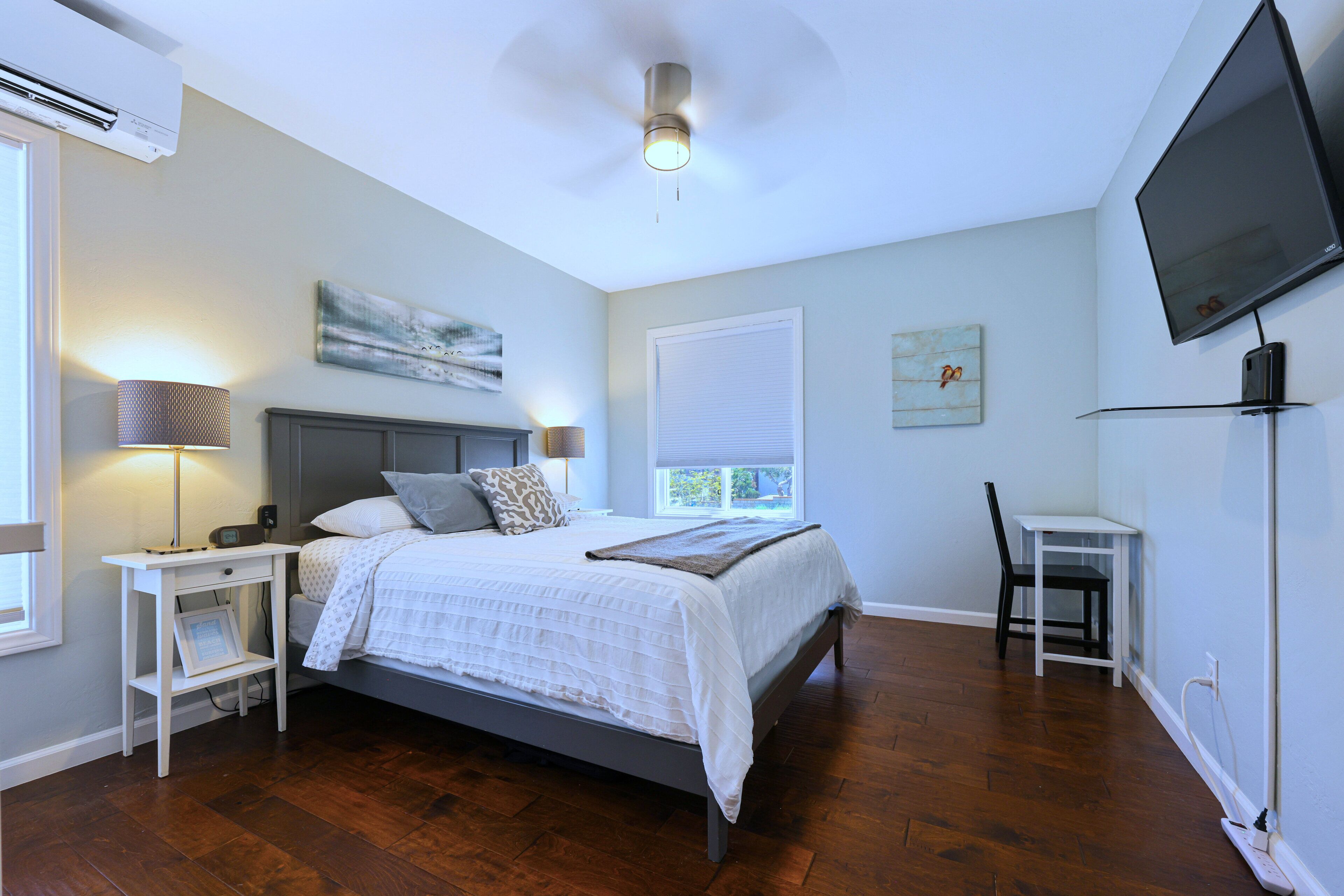 1 bedroom, desk, iron/ironing board, travel crib