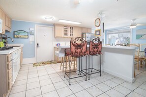 Fridge, microwave, oven, stovetop - Shared pool, three bedroom ground level apartment~ Folly Cottage (Folly Beach)