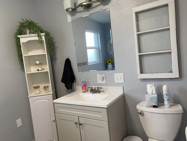 Combined shower/tub, hair dryer, towels, soap - Welcome to the Hillside Retreat  (College Place)