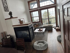 TV, fireplace, DVD player, video library