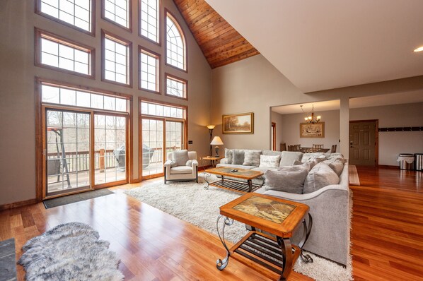 Smart TV, fireplace, video games, DVD player