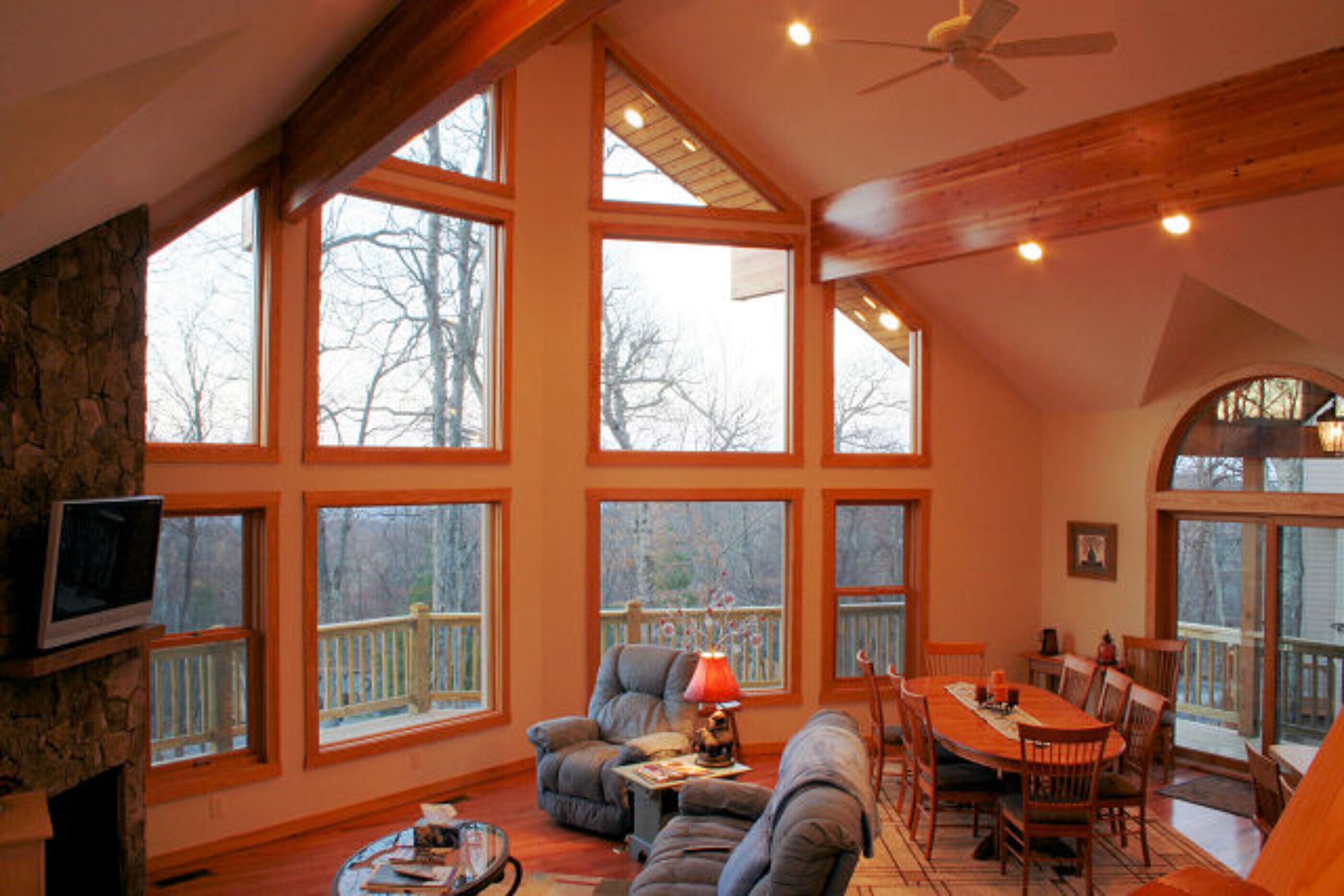 Télévision, cheminée, lecteur de DVD, table de tennis de table