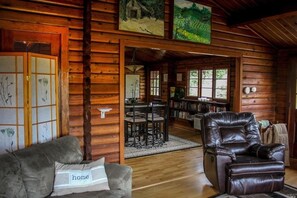 Smart TV, DVD player, books, video library