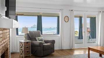 Télévision, cheminée, lecteur de DVD