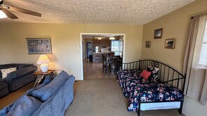 Smart TV, fireplace, DVD player
