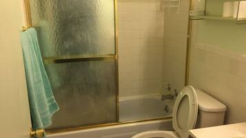 Hair dryer, towels, toilet paper