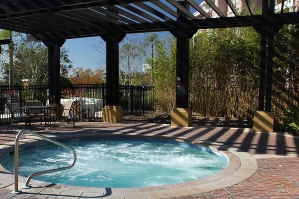 Hot tub access for a soak after long days out exploring