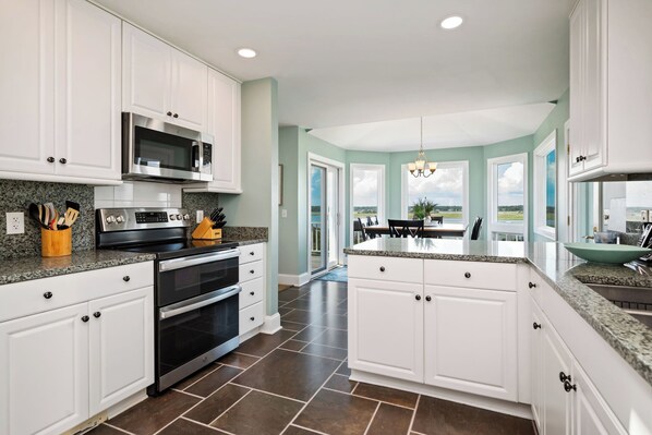 Oven, dishwasher, coffee/tea maker, cookware/dishes/utensils - Pier Pleasure: Executive Style Home with Ocean and Intracoastal Views, Dock, Fis (Oak Island)