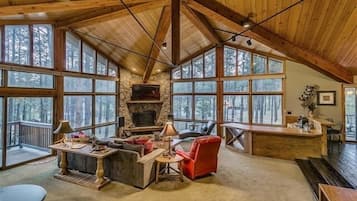 TV, fireplace, DVD player, stereo