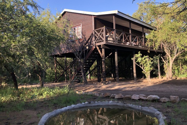 Lodge overlooking a watering hole
