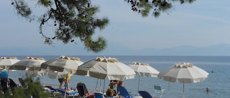 On the beach, beach umbrellas