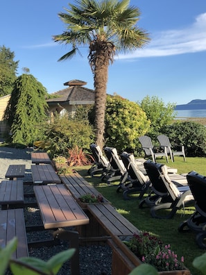 Property grounds - Beachfront Honeymoon suite jacuzzi, fireplace, Bbq, Hot tub,oyster/clams,kayaks (Qualicum Beach)